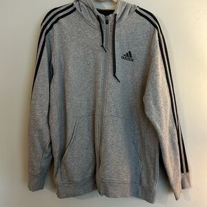 Adidas French Terry 3-stripes Full-zip Hoodie Gray​​